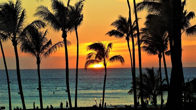 ハワイの夕日